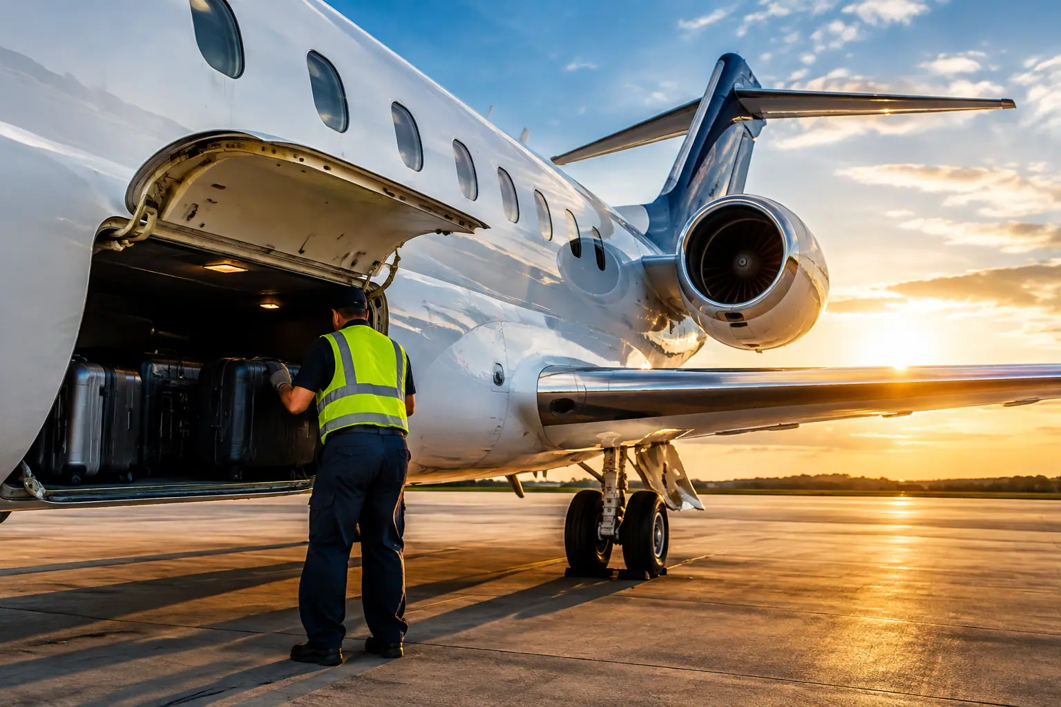 Bags loaded into a private jet