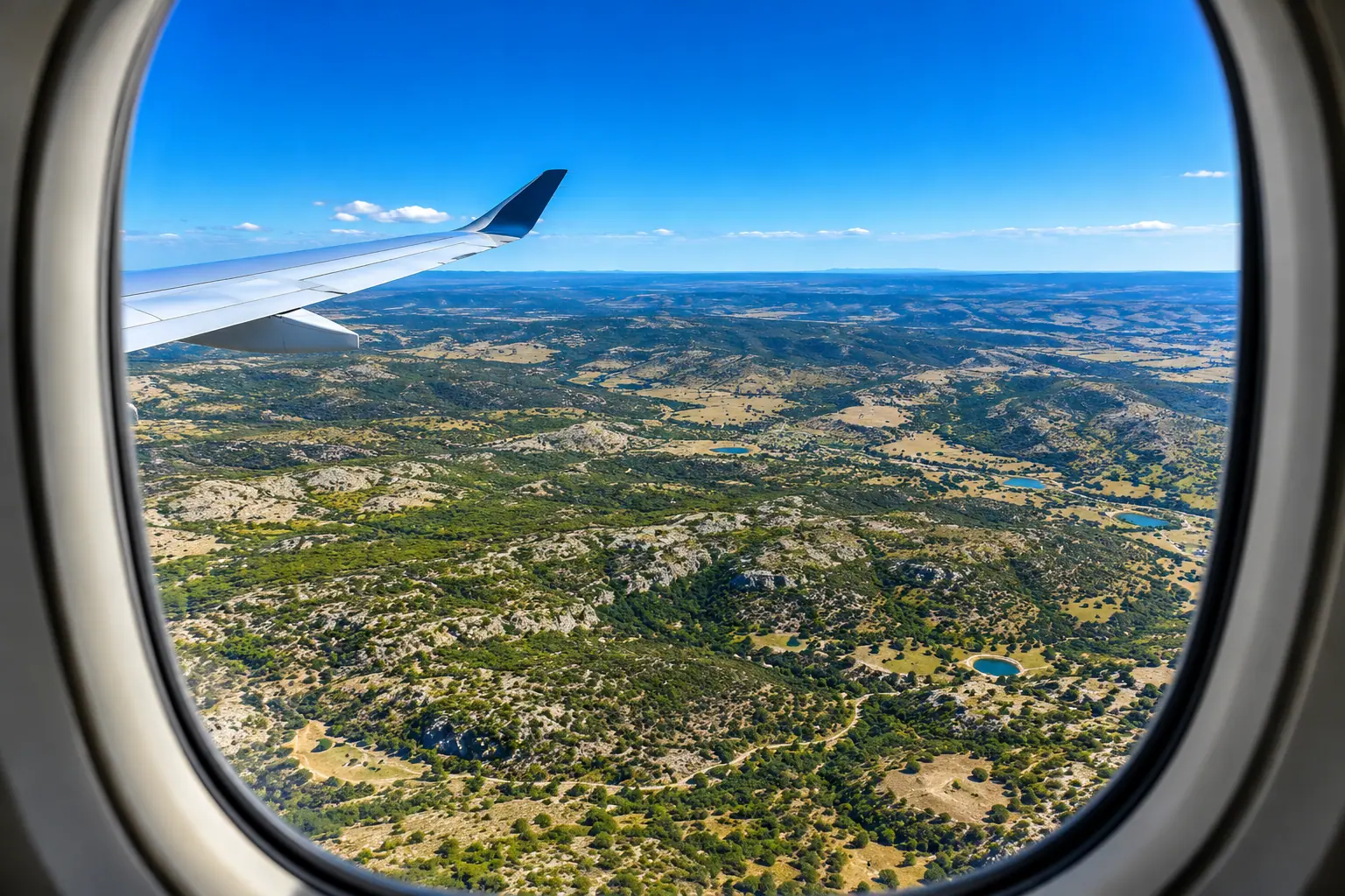 San Antonio area from a private jet window