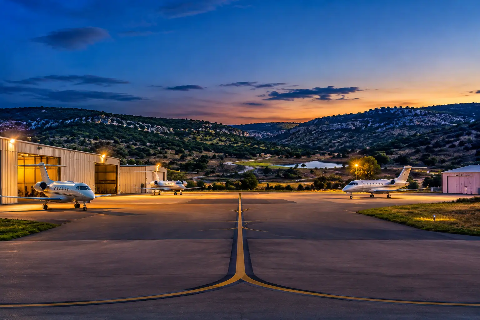 Private jets at Nighthawks Nest Airport