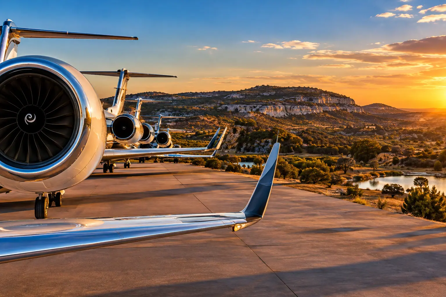 Business jets on the ramp